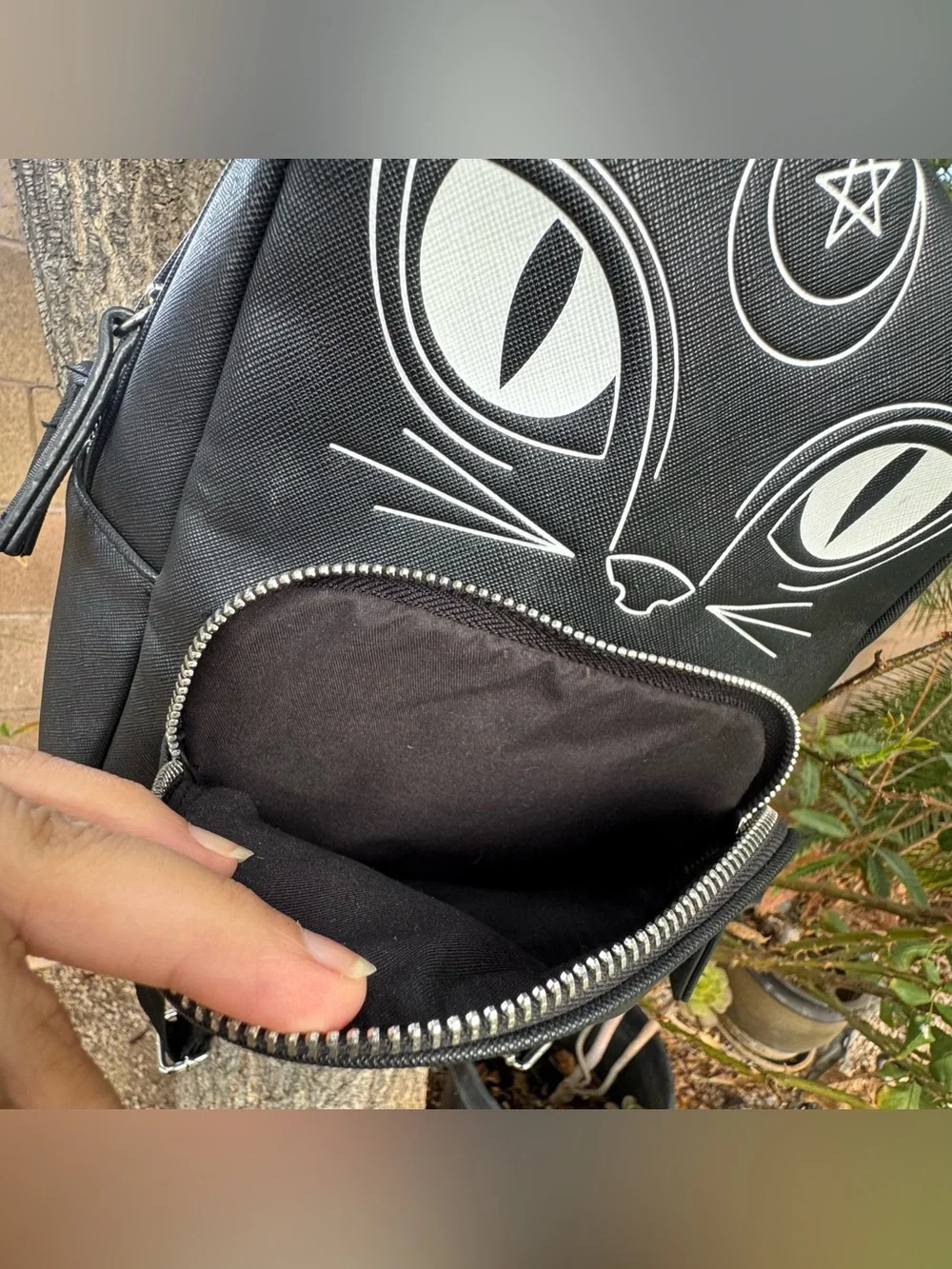 Black Kitty Cat Ears Witchy Goth Alternative Halloween Black Mini Backpack